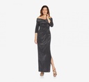 Vestido metálico de hombros descubiertos