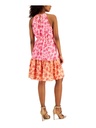 vestido con bloques de color y volantes
