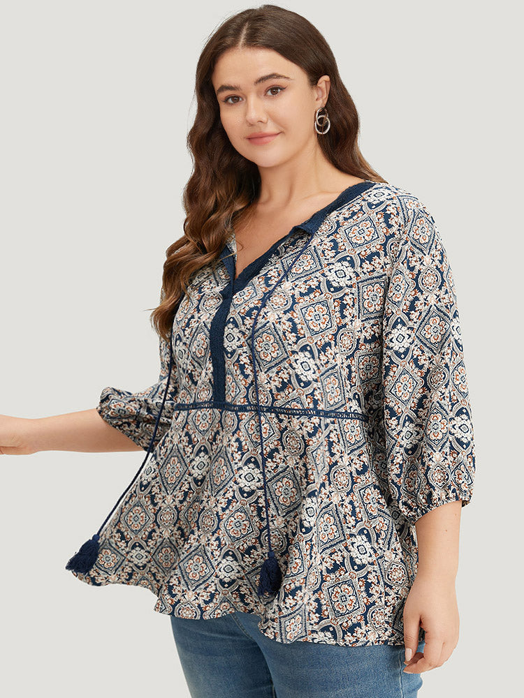 Blusa Marroquí con lazo y borlas