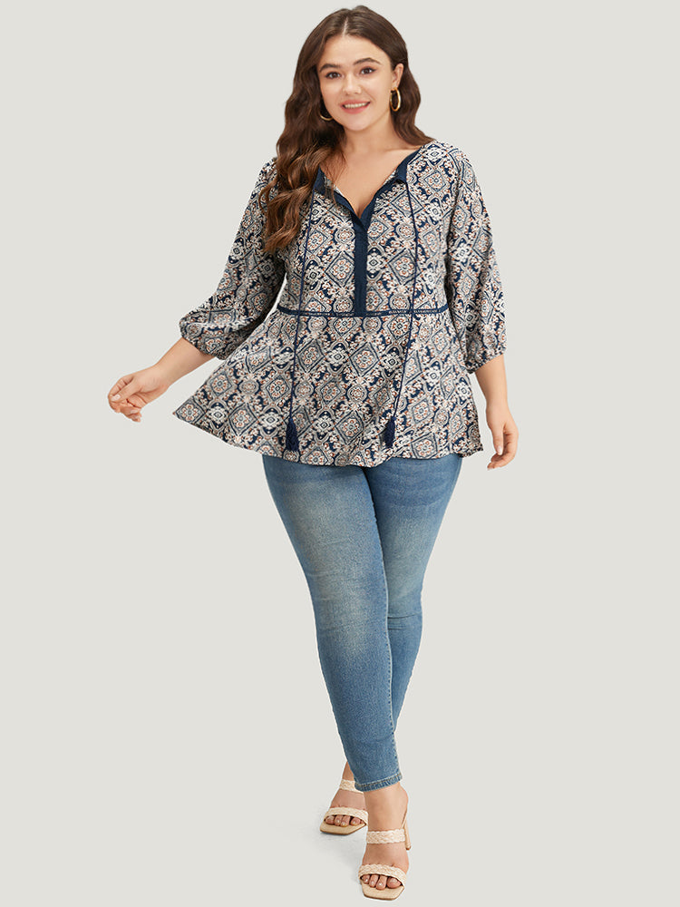 Blusa Marroquí con lazo y borlas