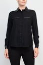 Blusa camisera con detalles de cuero 