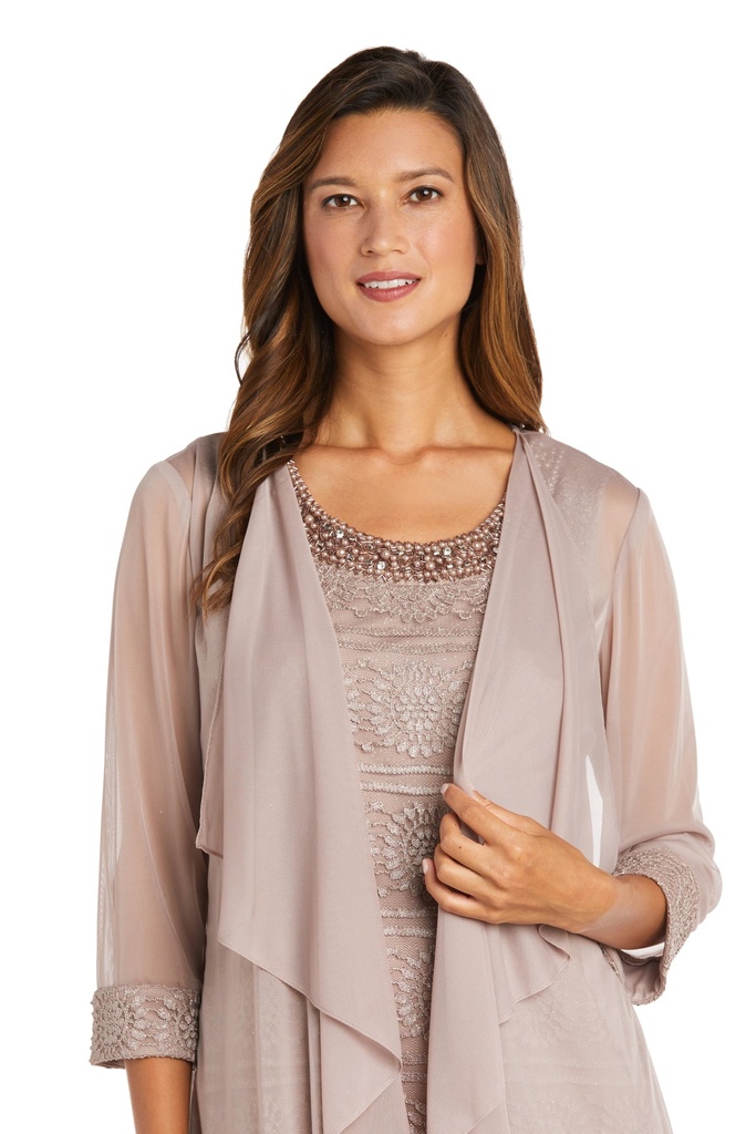 Vestido con chaqueta a rayas con purpurina