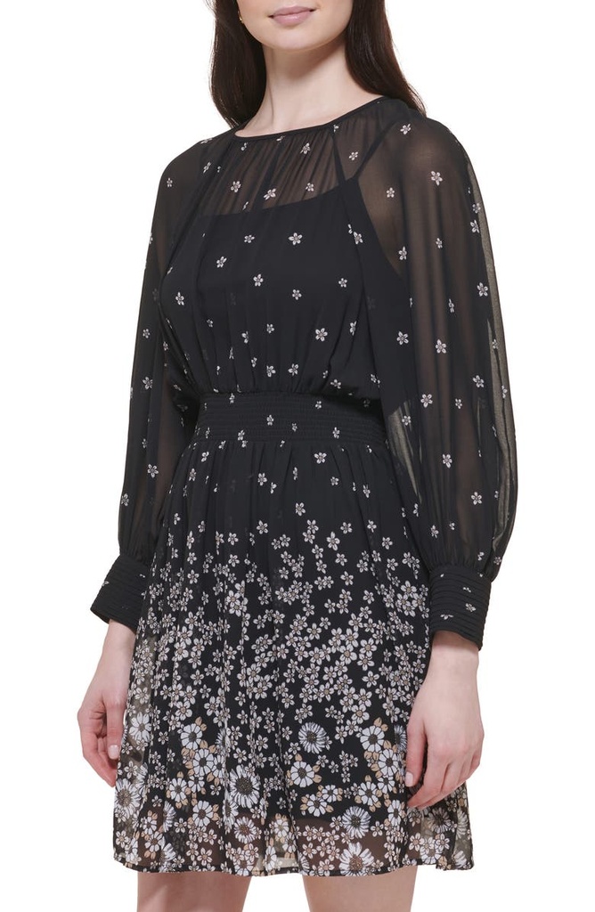 Vestido de gasa con estampado flooral