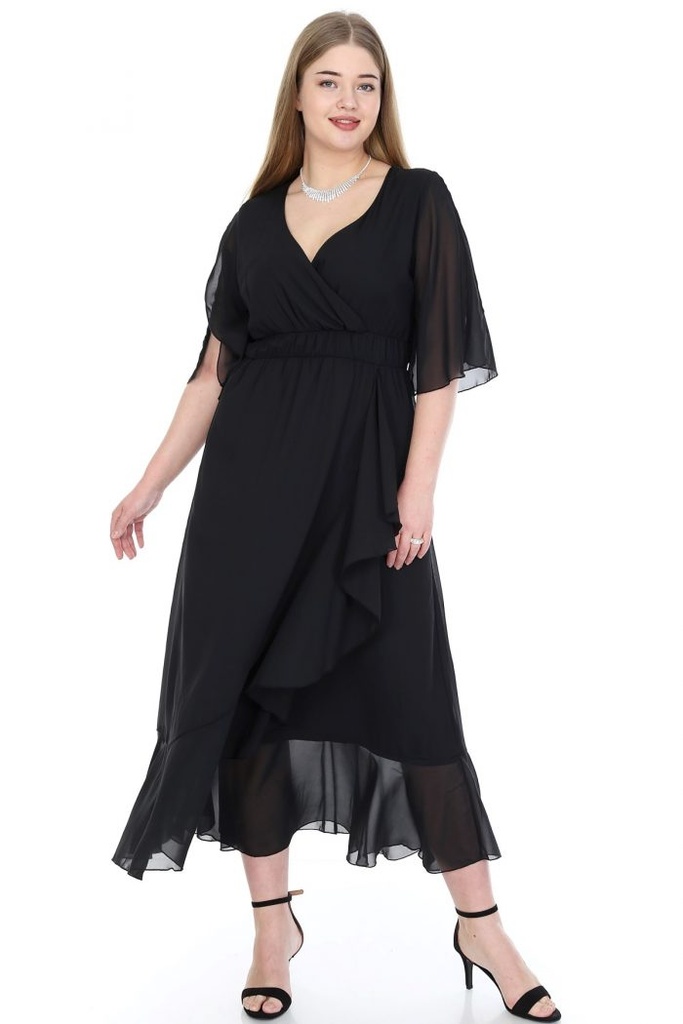 Vestido cruzado con escote en V.