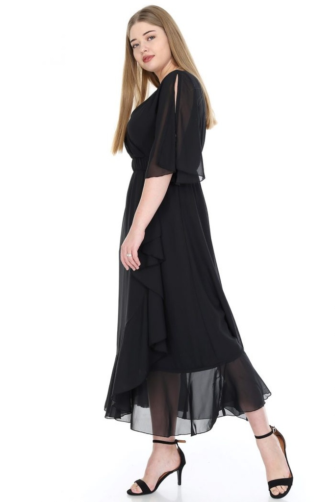Vestido cruzado con escote en V.