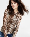 Blusa de malla estampada de leopardo