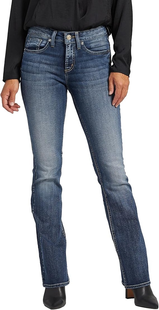 Jeans de tiro medio- Bootcut lavado oscuro