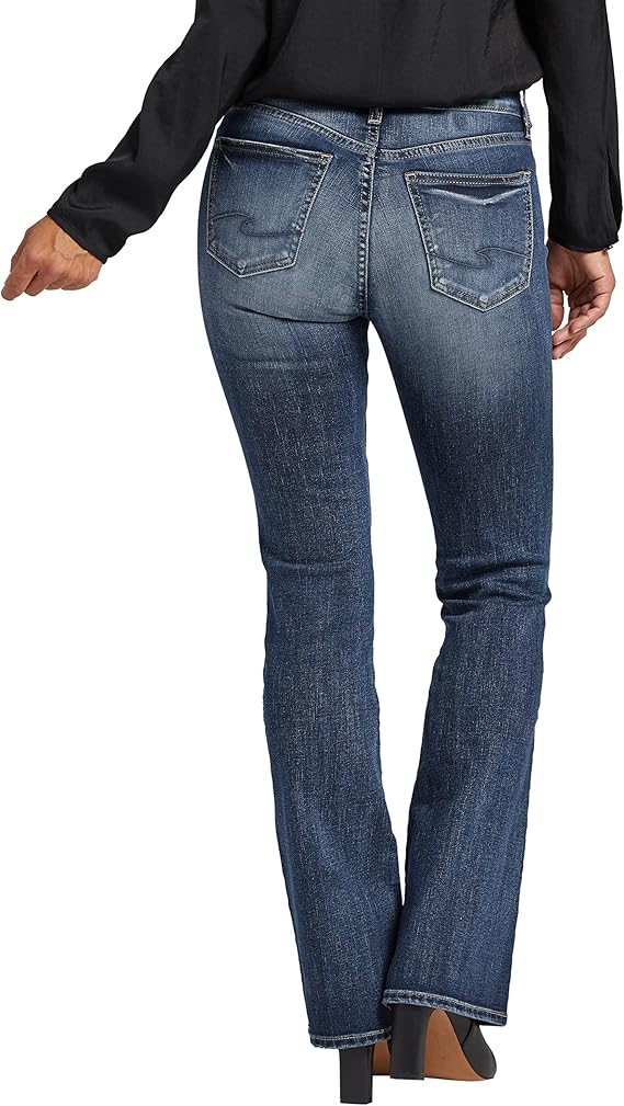 Jeans de tiro medio- Bootcut lavado oscuro