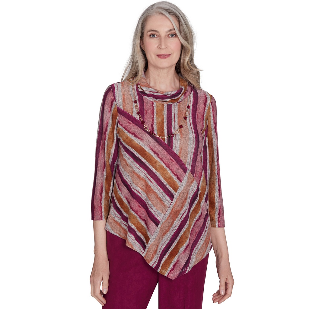 Blusa con cuello vuelto y rayas