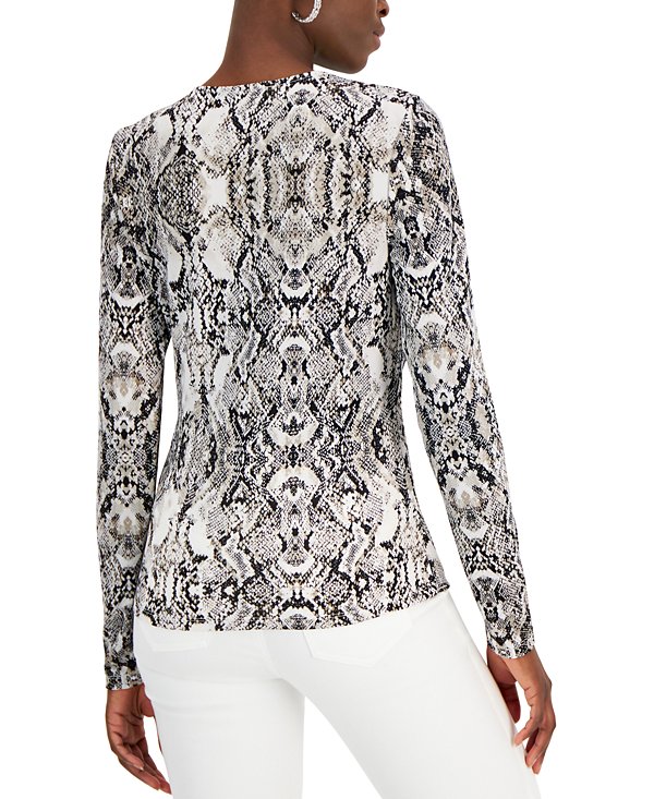 Blusa fruncida con estampado Snake