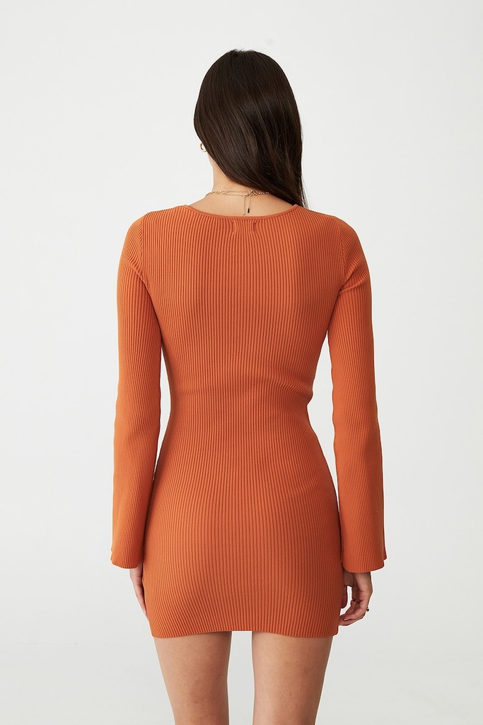 Vestido acanalado con abertura frontal