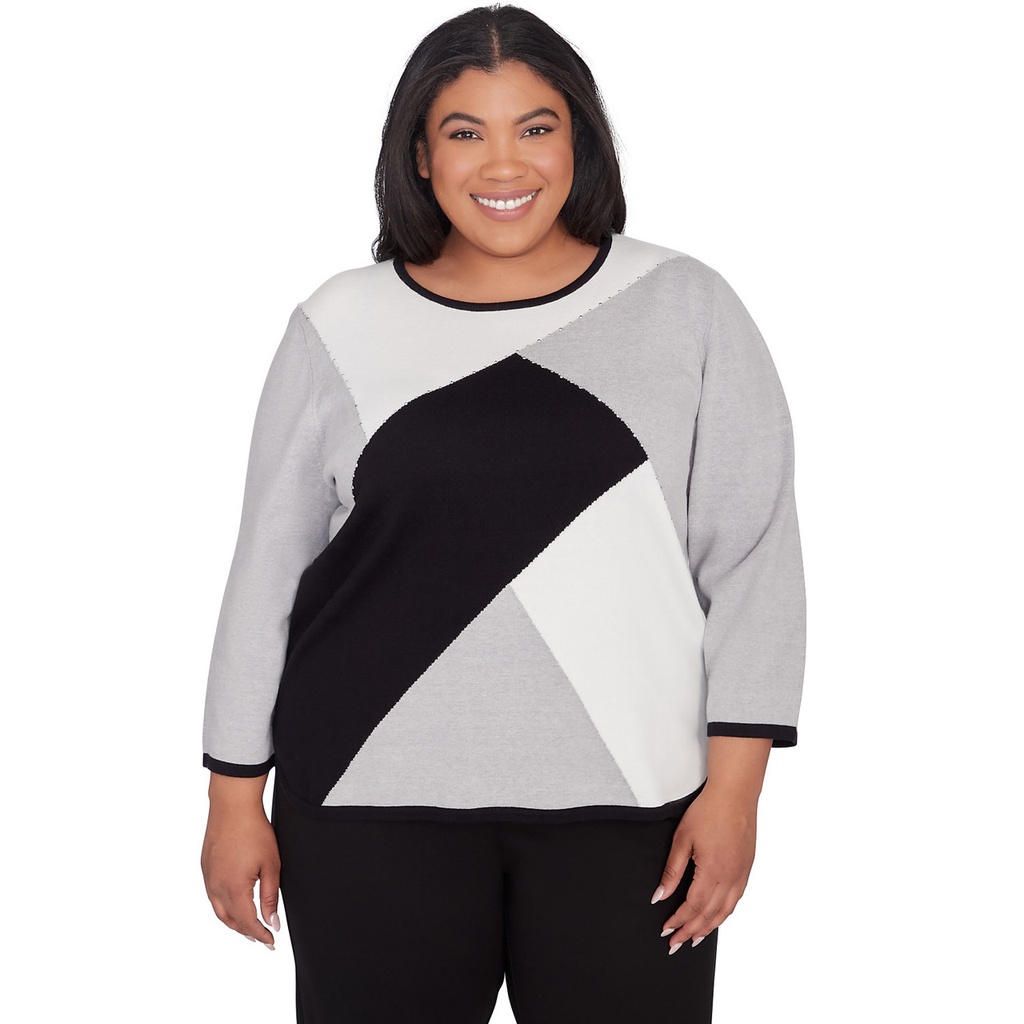 Blusa con cuentas y bloques de color 