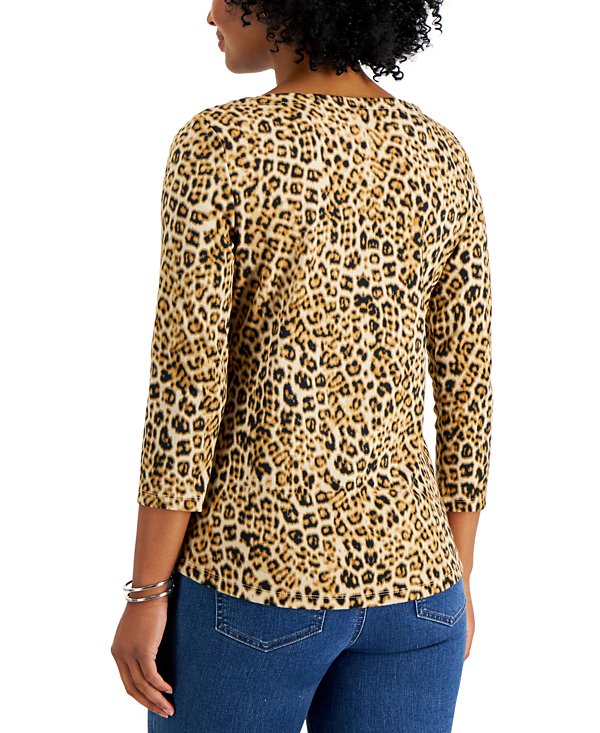 Blusa de cuello barco Pima Animal print
