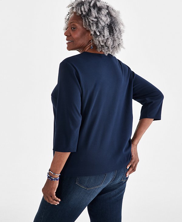 Blusa cuello en v manga larga