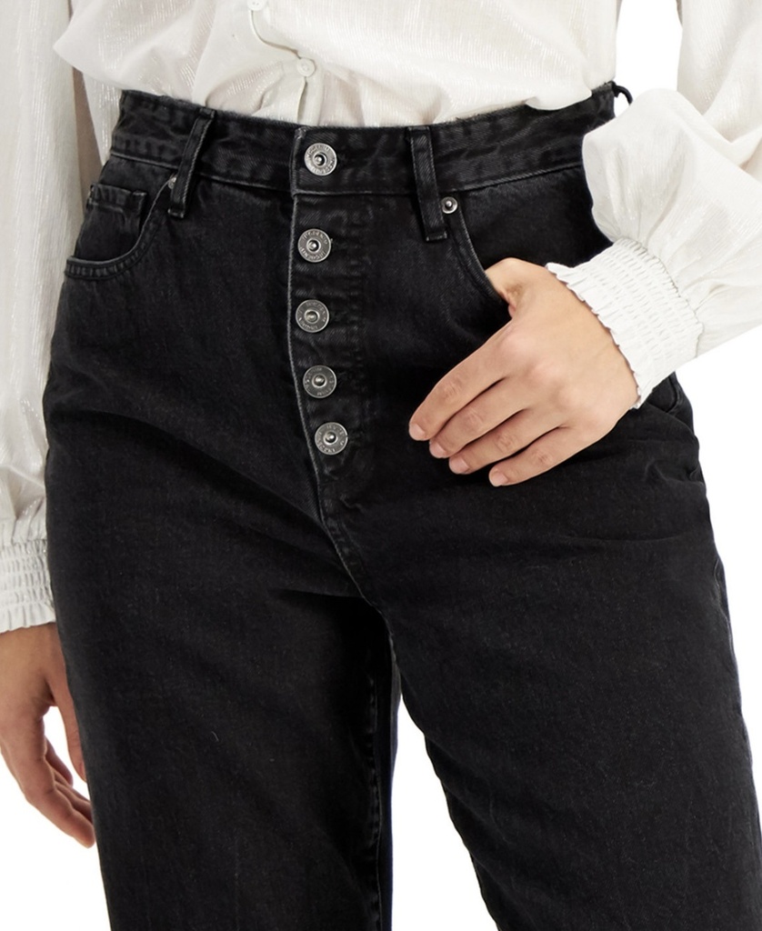 Jeans de tiro alto con cierre de botones