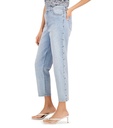 Jeans mom de tiro alto con tachuelas