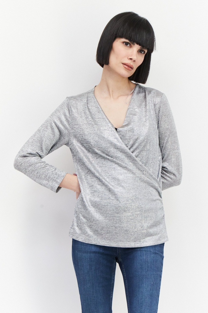 Blusa punto acanalado escote en V