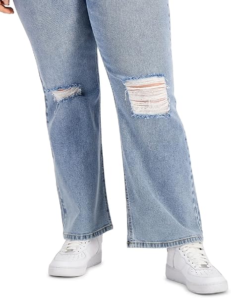 Jeans mom rectos desgastados