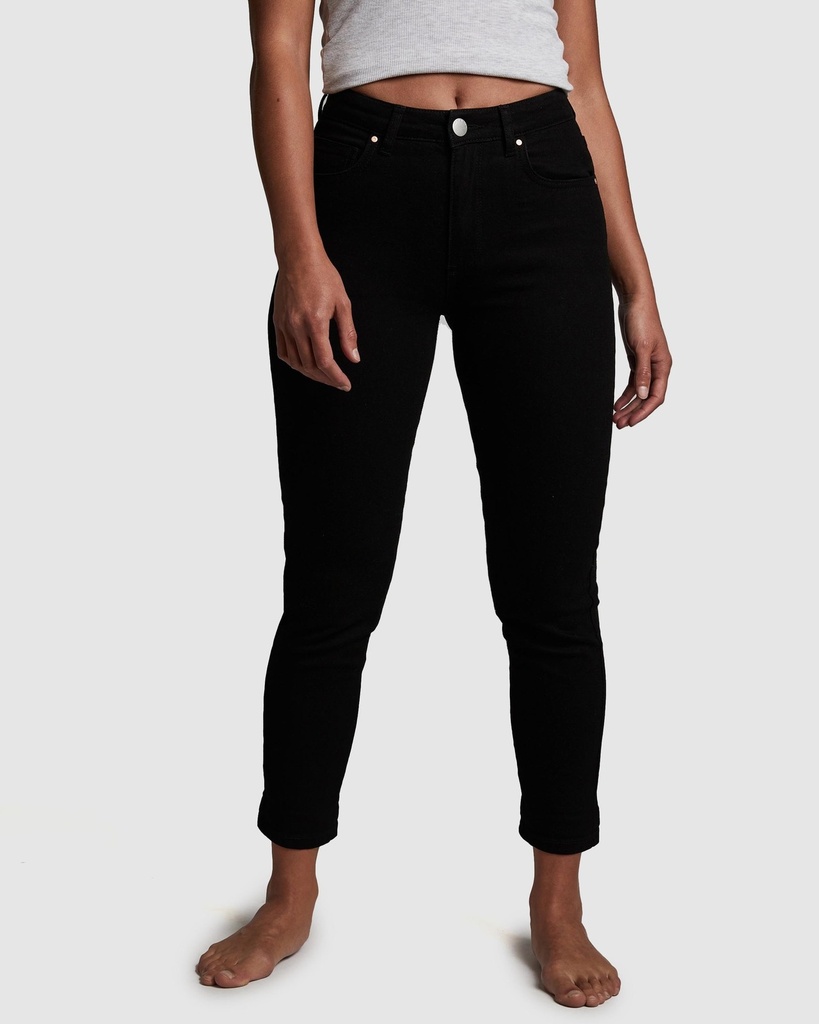 Jeans mom strech de tiro medio
