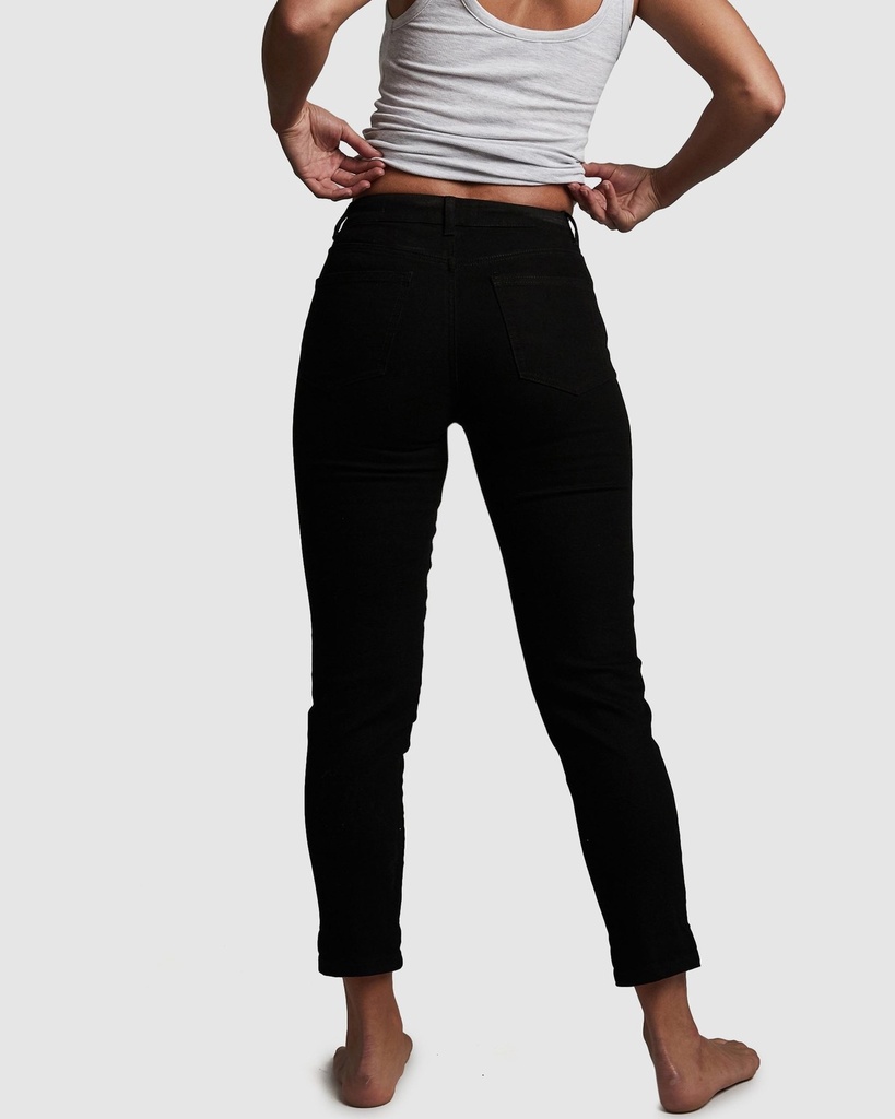 Jeans mom strech de tiro medio