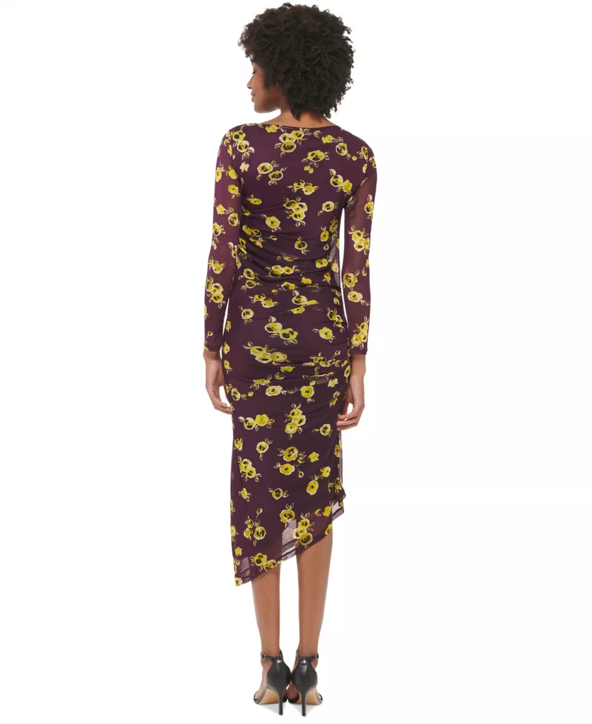 Vestido ajustado de malla estampada