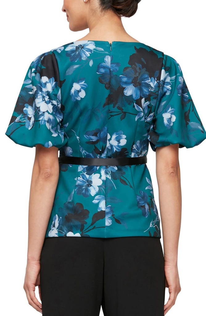 Blusa floral de mangas abullonadas