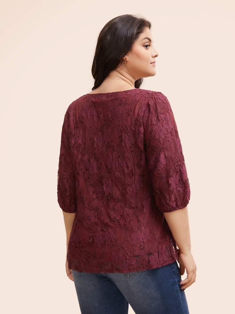 Blusa de encaje con mangas farol