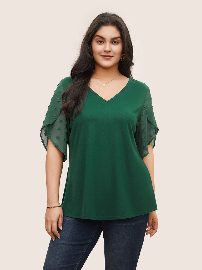 Blusa con mangas de pétalos Patchwork