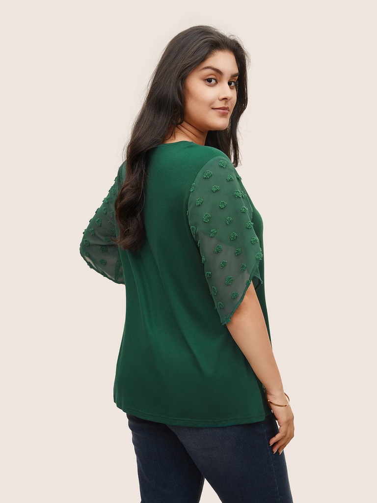 Blusa con mangas de pétalos Patchwork