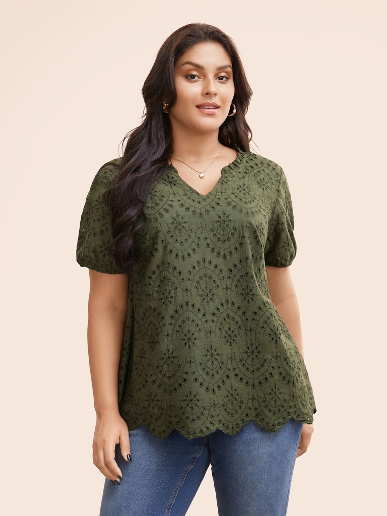 Blusa con bordado inglés Army