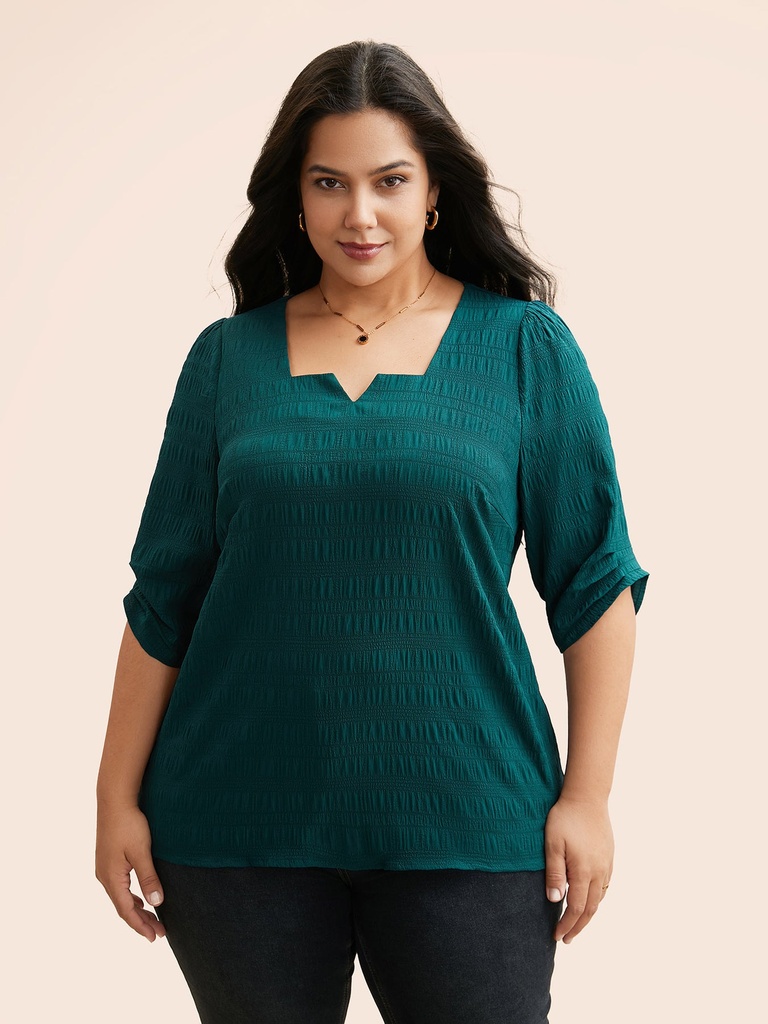 Blusa de escote cuadrado texturizada