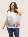 Blusa con mangas de murciélago floral