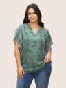 Blusa de gasa con mangas de pétalo