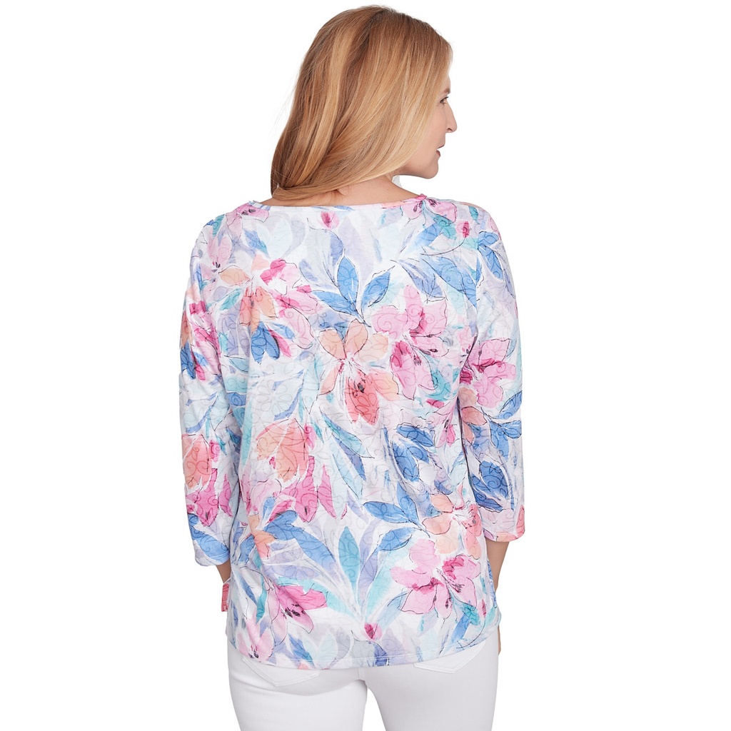 Blusa de cuello redondo floral