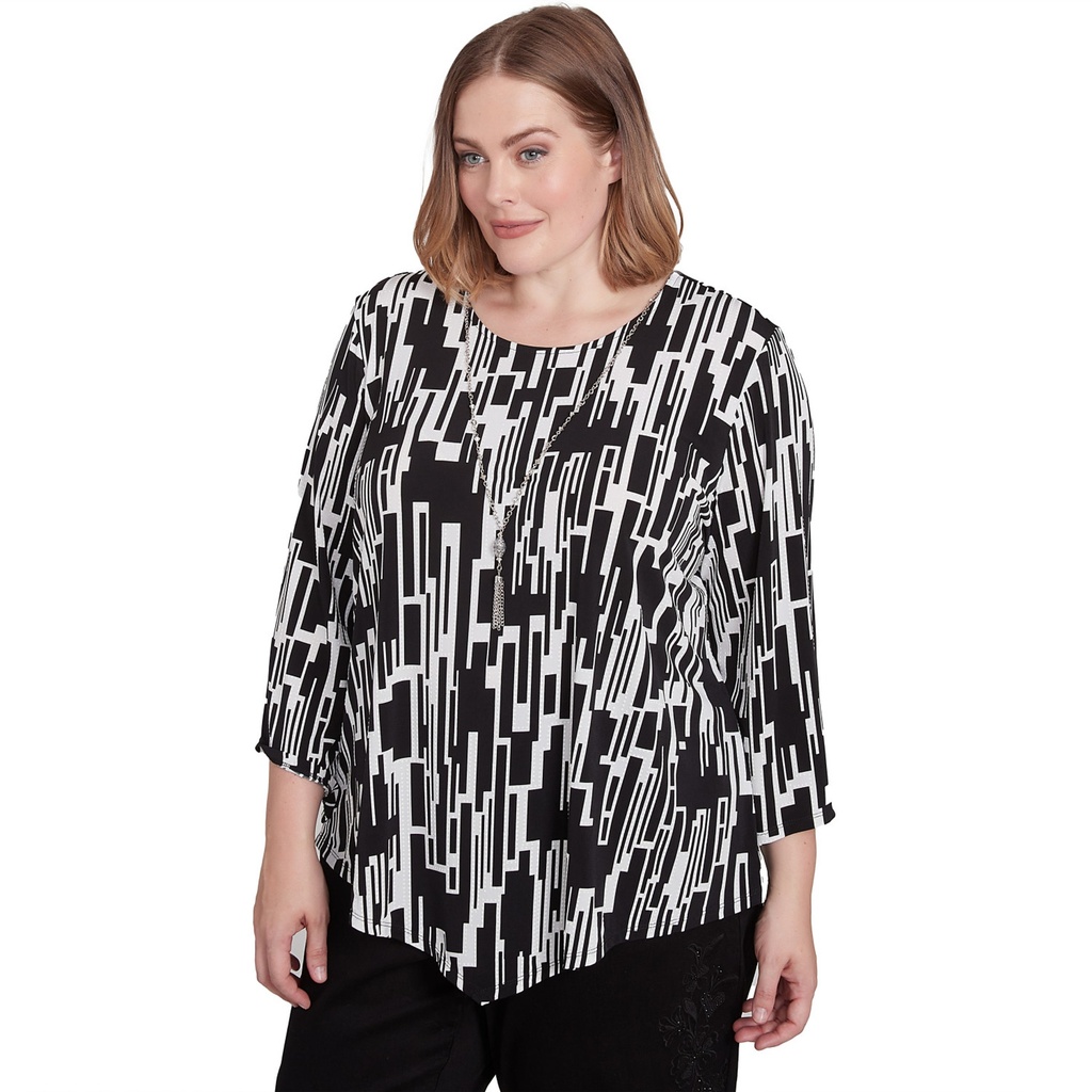 Blusa de geométrico vertical con collar