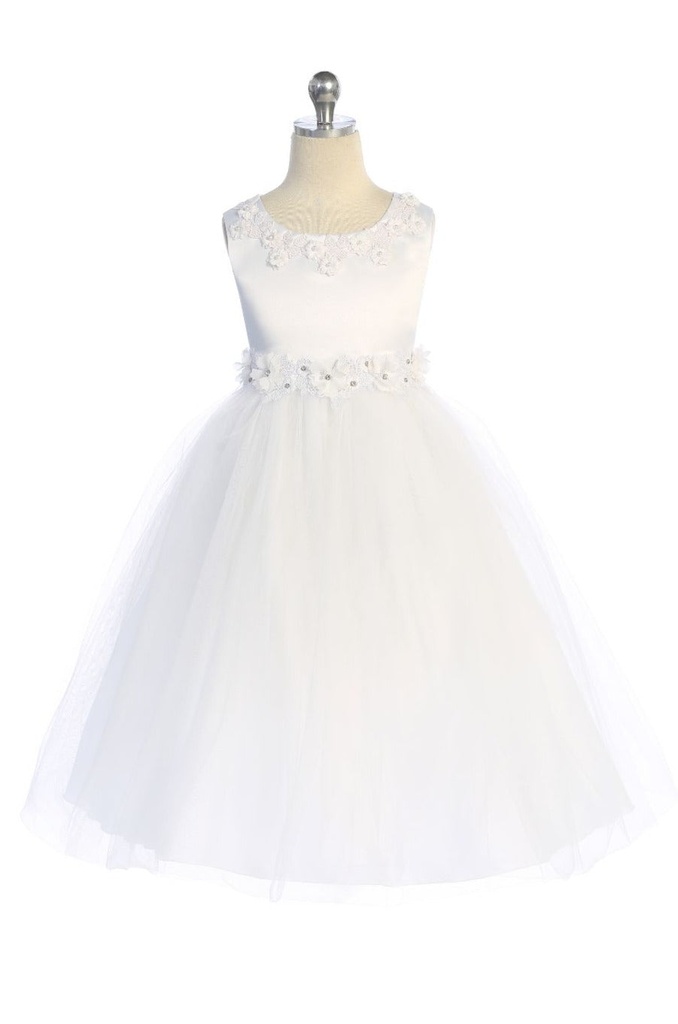 Vestido princesa con ribete floral