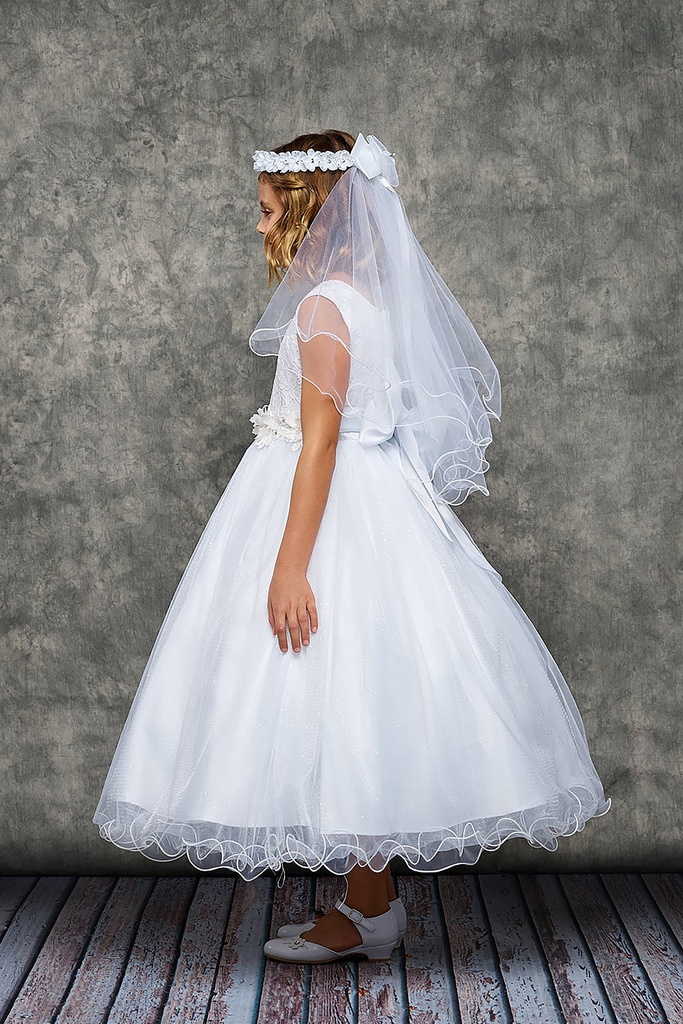 Vestido de tul con encaje y purpurina