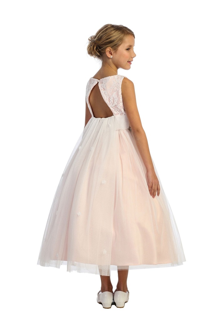 Vestido princesa con ribete floral