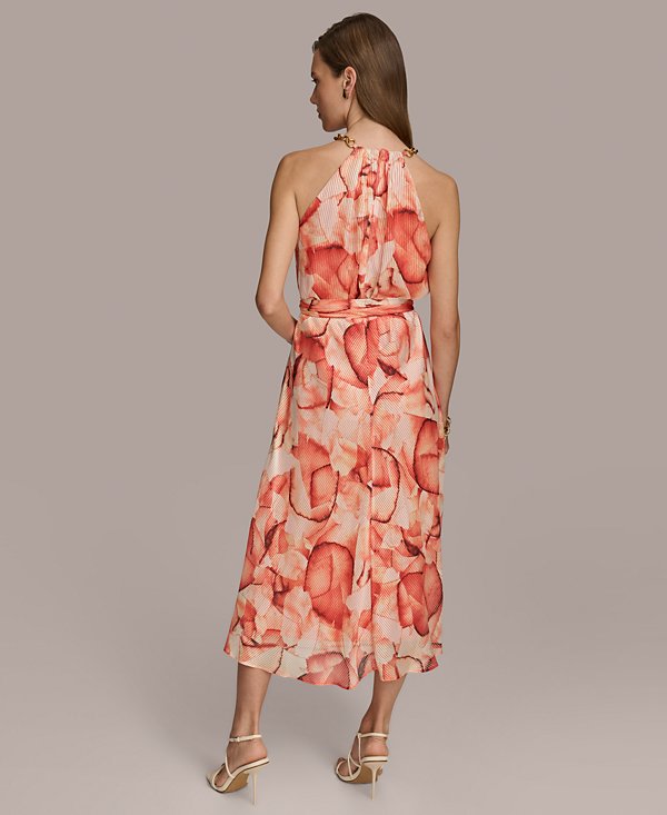 Vestido midi escote halter de cadena
