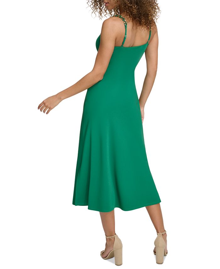 Vestido midi con ribete de cadena