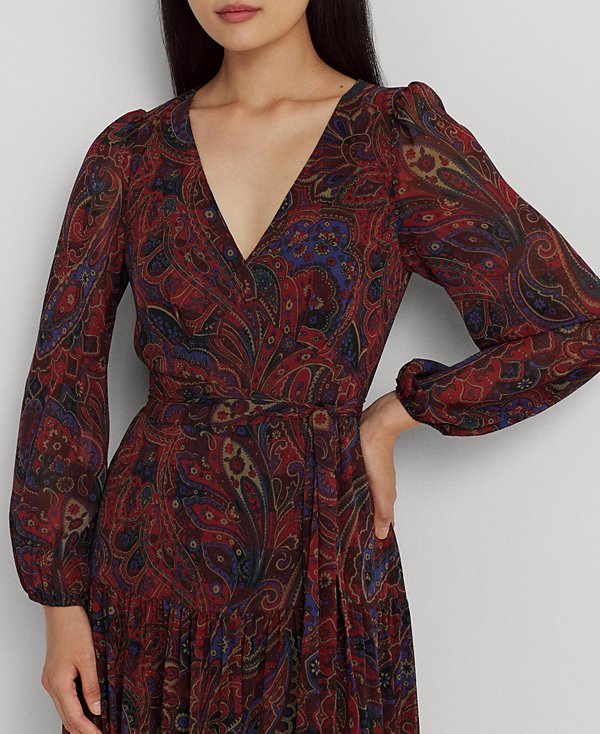 Vestido de georgette con cinturón