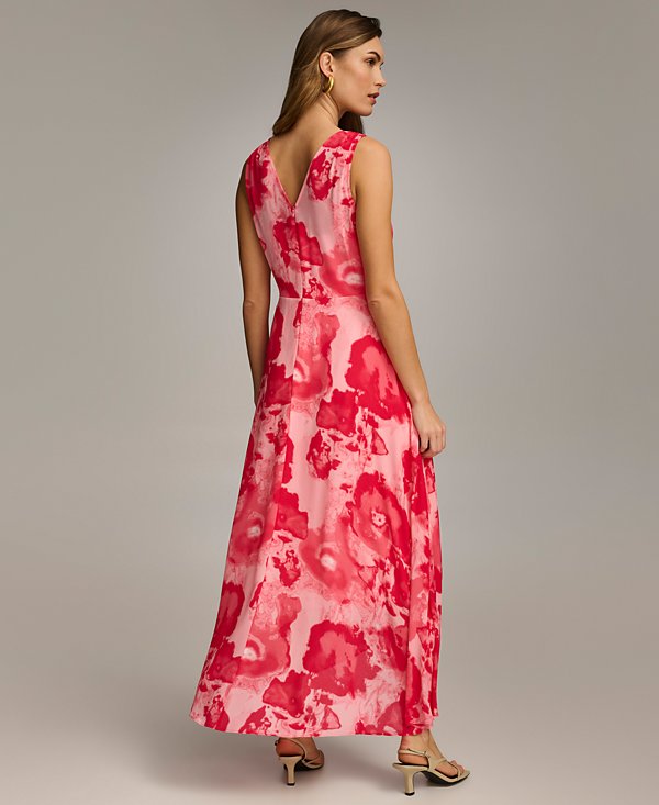 Vestido midi de gasa con escote corazón