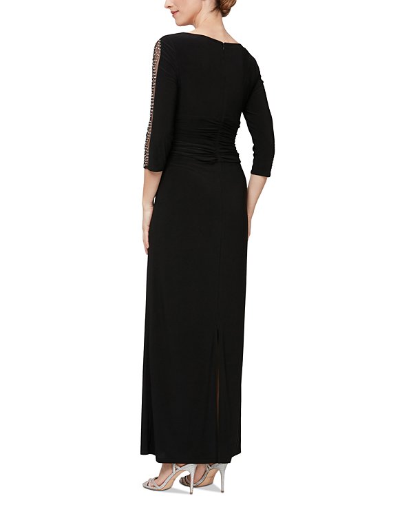 Vestido largo de jersey mate drapeado
