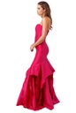 Vestido sirena de satén con volantes
