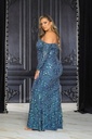 Vestido brillante con hombros descubiertos