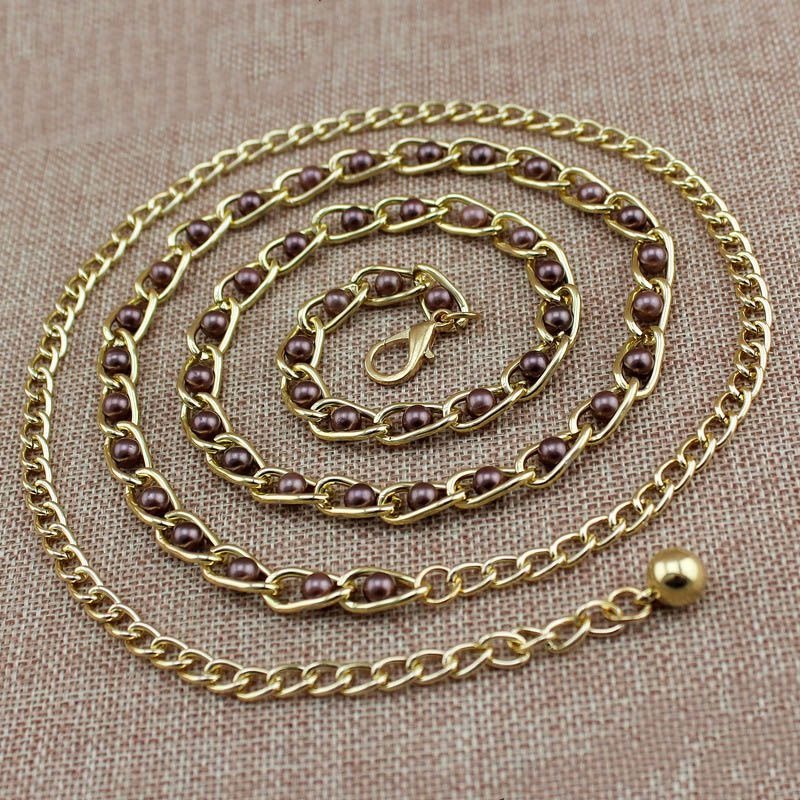 Cinturón de cadena con perlas