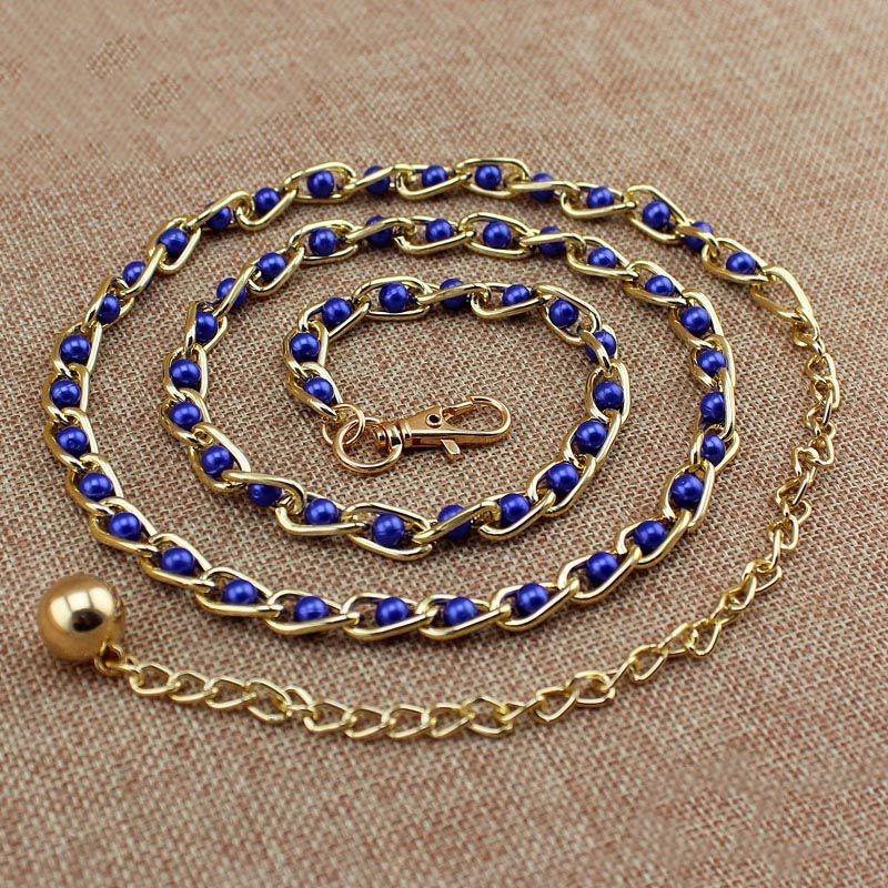 Cinturón de cadena con perlas