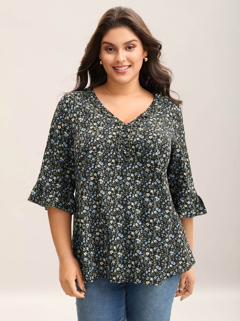 Blusa con borlas y estampado Bohemio