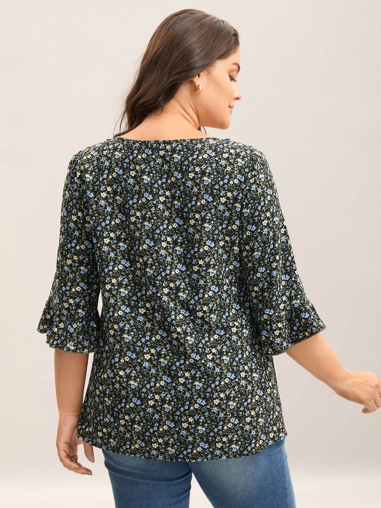 Blusa con borlas y estampado Bohemio