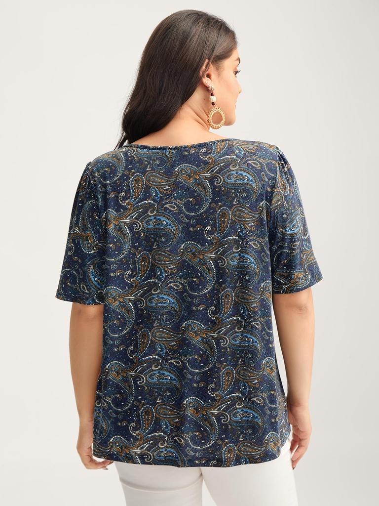 Blusa con borlas y estampado Bohemio
